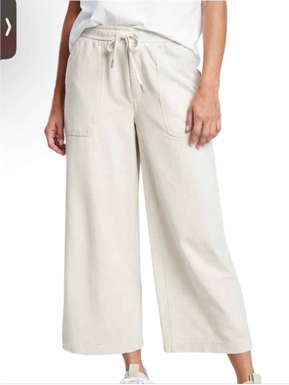 Athleta Farallon Wide-Leg Crop Drawstring Pants — Cream